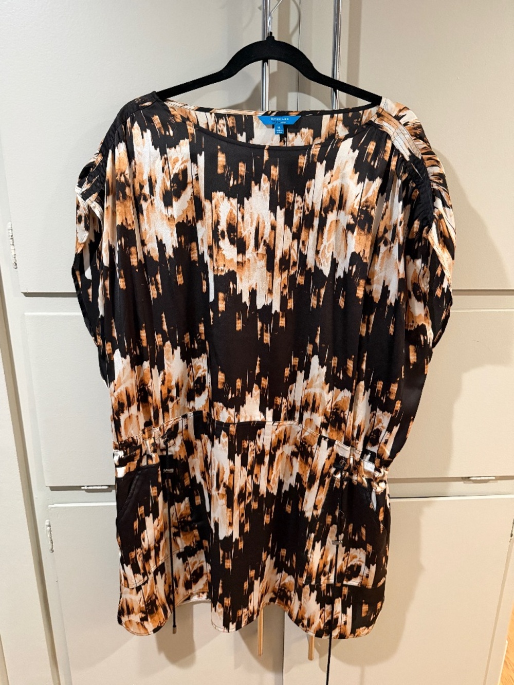 Derek Lam for Design Nation Printed Tunic Top XL Boho Drawstring Waist